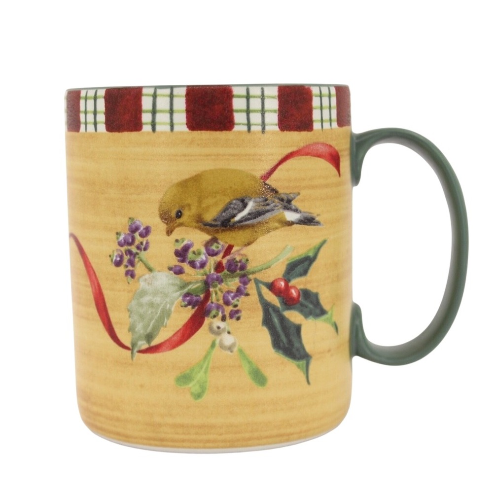 Lenox Christmas Goldfinch Winter‎ Greetings Everyday Coffee Tea Mug 12 oz